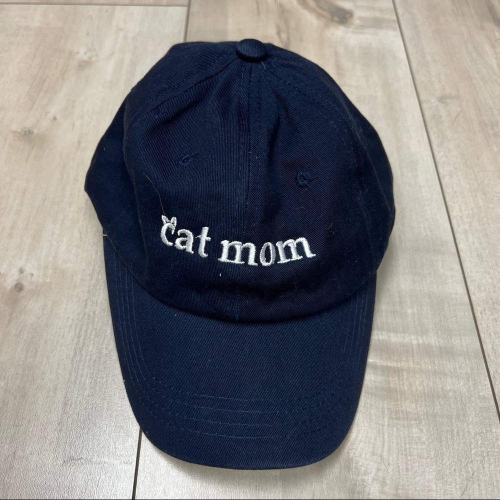 Unisex baseball hat- cat mom- navy blue